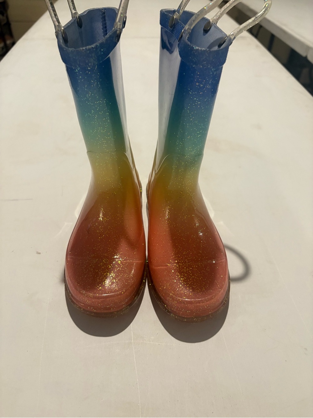 Kids Rainbow Ombre Glitter Rain Boots - Light Up
